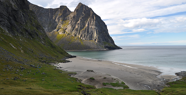 Strand Lofoten Kvalvika Bucht Meer